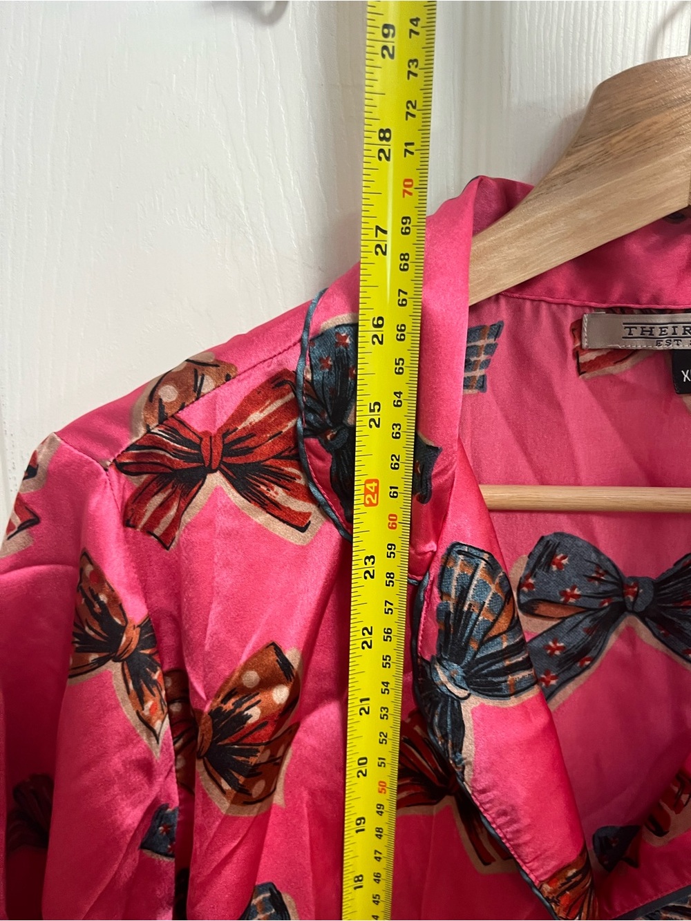 Women's Bow-Print Pajama Set in Bright Pink - Picture 7 of 10